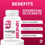 BIONIK NUTRITION Magnesium Glycinate Tablets 2000 mg bottle with 60 vitamin and mineral supplement tablets.