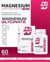 BIONIK NUTRITION Magnesium Glycinate Tablets 2000 mg bottle with 60 tablets, dietary vitamins and minerals supplement