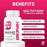BIONIK NUTRITION Multi-Vit Multivitamin box with 60 tablets, featuring 59 essential nutrients in a vitamins and minerals supplement