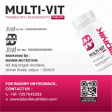 BIONIK NUTRITION Multi-Vit Multivitamin box with 60 tablets, showcasing vibrant packaging of vitamins and minerals supplement.