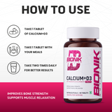 BIONIK NUTRITION Calcium + D3 tablets with Vitamin K2 and probiotics in a bottle, supplement for bone health and digestion.