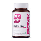 BIONIK NUTRITION Burn Fast Fat Burner Tablets, 120 count, weight management supplement showing the bottle and label.