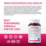 BIONIK NUTRITION Burn Fast Fat Burner Tablets, 120-count weight management supplement with orange and black bottle design.