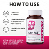 BIONIK NUTRITION Burn Fast Fat Burner Tablets, 120-count weight management supplement with orange and black packaging.
