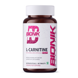 BIONIK NUTRITION L-Carnitine Tablets, weight management supplement, showing 60 tablets in a clear bottle.