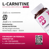 BIONIK NUTRITION L-Carnitine Tablets for weight management, 60 tablets, showing the supplement bottle and label.