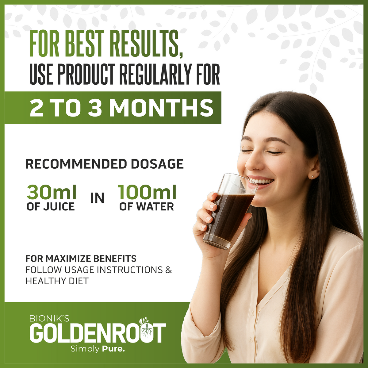 Goldenroot GoodShape herbal juice in a 500 ml bottle, Ayurvedic weight management with Harad and Amla, natural herbal supplement.