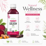 Goldenroot Bionik herbal collagen juice in a 500 ml bottle, featuring golden-colored herbal liquid for skin health.