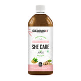 Goldenroot She Care Herbal Juice for Women, Ayurvedic formula with Shatavari and Ashoka, 500 ml bottle for hormonal wellness.