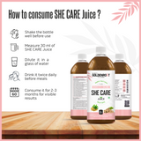 Goldenroot She Care Herbal Juice for Women in a 500 ml bottle, Ayurvedic blend with Shatavari and Ashoka for hormonal wellness.