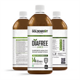Bionik GoldenRoot DiaFree herbal juice in a 500ml bottle with neem, karela, and jamun for Ayurvedic wellness.