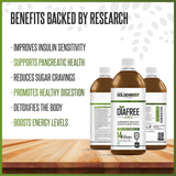 Bionik GoldenRoot DiaFree herbal juice bottle with Neem, Karela, and Jamun, 500 ml, Ayurvedic wellness supplement.