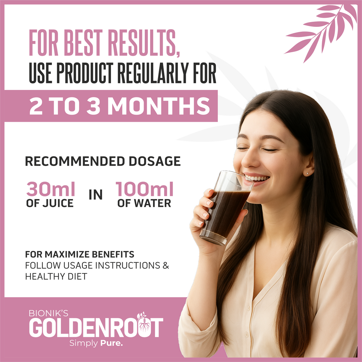 GoldenRoot GoodShape Organic Fruit Juice in 500ml bottle, promoting weight wellness and fat reduction with natural ingredients.