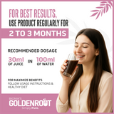 GoldenRoot GoodShape Organic Fruit Juice in 500ml bottle, promoting weight wellness and fat reduction with natural ingredients.