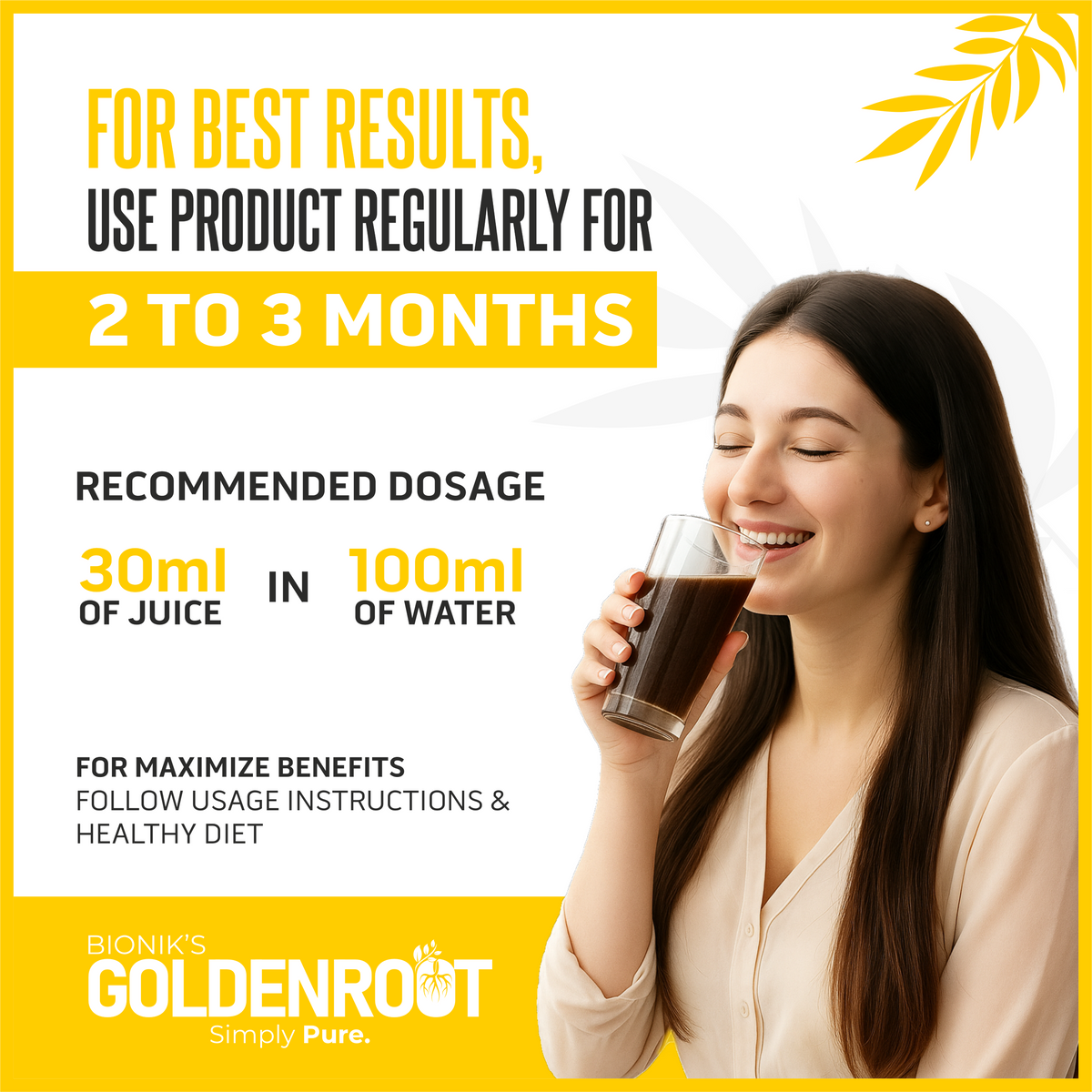 Bionik GoldenRoot Gut Cleanse Juice, organic fruit juice in a 500ml bottle, promoting digestive wellness with natural ingredients.