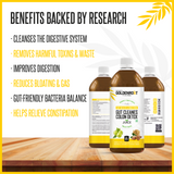 GoldenRoot Bionik GoldenRoot Gut Cleanse Juice in 500ml organic fruit juice bottle, promoting digestive wellness and gut health.