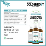 GoldenRoot Organic Fruit Juice bottle featuring herbal liver wellness ingredients, 500 ml Bionik GoldenRoot Liver Care Juice.