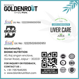 Goldenroot Organic Fruit Juice bottle featuring herbal liver wellness ingredients, 500 ml Bionik GoldenRoot Liver Care Juice.