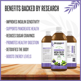 Bionik GoldenRoot Neem Giloy Karela Jamun organic fruit juice in a 500ml bottle showcasing the label and transparent liquid inside.