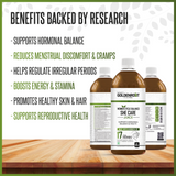 Goldenroot Organic Fruit Juice for Women, herbal wellness drink in a 500ml bottle with fresh fruit and herbal ingredients.
