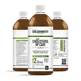 GoldenRoot Organic Fruit Juice in a 500 ml bottle, designed to support cholesterol health with natural ingredients.