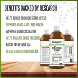 Bionik GoldenRoot Cholesterol BP Care Juice in 500 ml bottle, organic fruit juice by Goldenroot, with fresh fruit visuals.