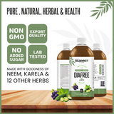 GoldenRoot DiaFree herbal organic fruit juice in a 500ml bottle, promoting sugar wellness support.