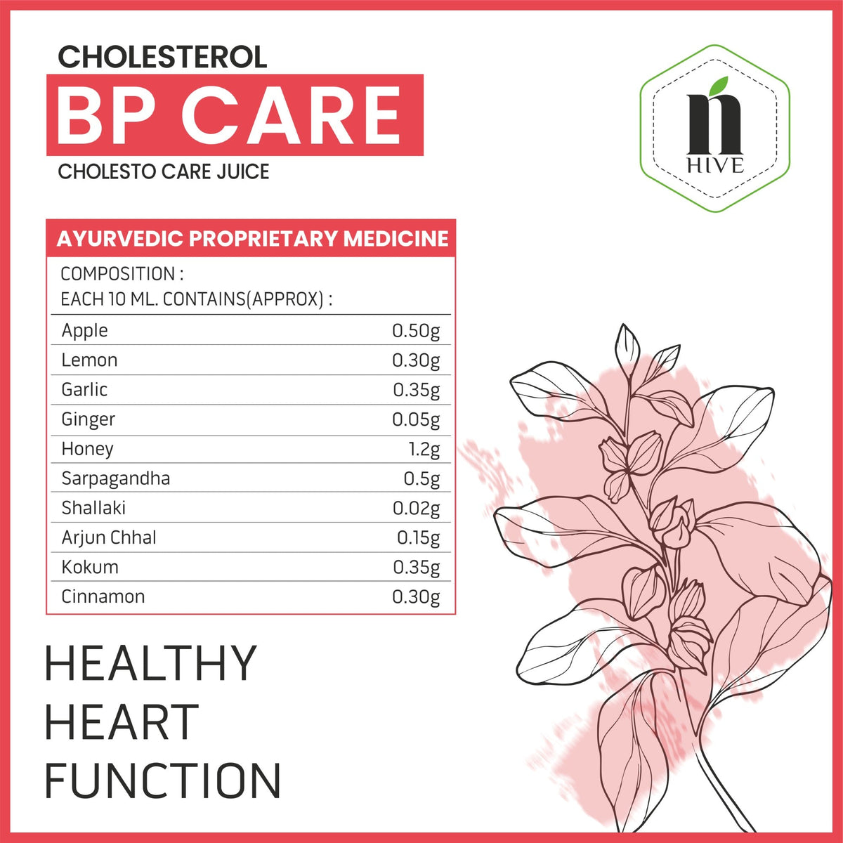 Bottle of Nature's Hive BP Care Herbal Juice in a 1-liter bottle, featuring natural herbal ingredients and vibrant packaging.