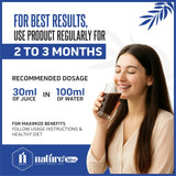 Bottle of Nature's Hive Diafree Herbal Juice 1L with herbal ingredients in a clear glass bottle.