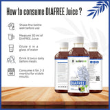 Bottle of Nature's Hive Diafree Herbal Juice, 1L, with herbal ingredients visible in the transparent container.