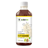 Bottle of Nature's Hive Gut Cleanse Herbal Juice, 1 L, with fresh herbs and natural ingredients visible in the herbal juice.