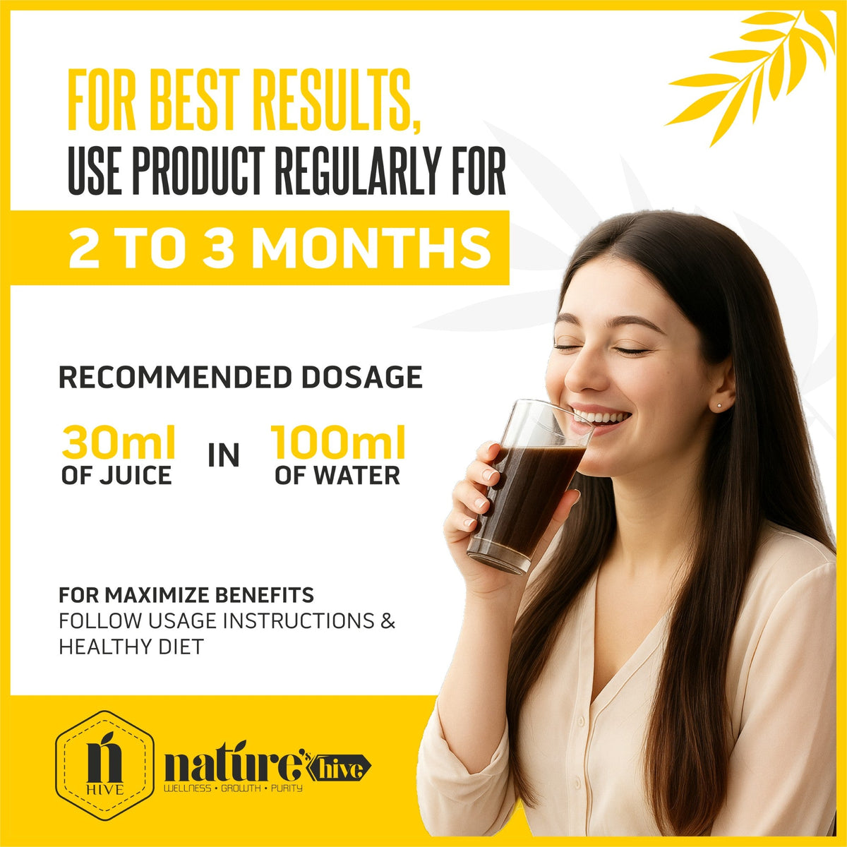 Bottle of Nature's Hive Gut Cleanse Herbal Juice, 1 L, showing the herbal-infused liquid in a clear glass bottle.