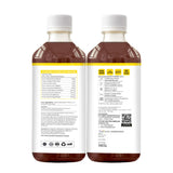 Bottle of Nature's Hive Gut Cleanse Herbal Juice, 1L, showing the herbal infusion in a clear glass bottle with fresh herbs.