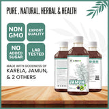 Nature's Hive Jamun Neem Karela Herbal Juice in 1L bottle, showcasing the herbal beverage with jamun, neem, and karela ingredients.