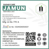 Bottle of Nature's Hive Jamun Neem Karela Herbal Juice, 1 liter, showcasing the herbal juice product with a natural theme.