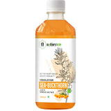 Bottle of Nature's Hive seabuckthorn herbal juice with orange liquid, showing the product label and 1-liter size.