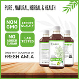 Bottle of Nature's Hive Wild Amla Juice, herbal juice in a 1-liter bottle with a label featuring amla fruit and herbal ingredients.