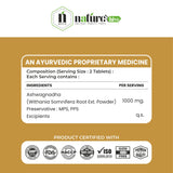 Nature's Hive Ashwagandha Tablets, herbal supplement with 60 tablets for stress relief and overall wellness.