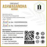 Nature's Hive Ashwagandha Tablets herbal supplement bottle with 60 tablets for stress relief and overall wellness.