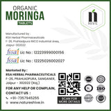 Nature's Hive Moringa Tablets herbal supplement bottle showing 60 tablets in a clear container.