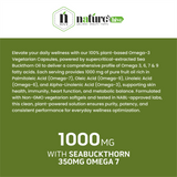 Nature's Hive Veg Omega 3 capsules, 60 softgel supplements rich in omega-3 fatty acids, displayed in clear container.