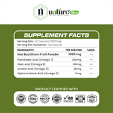 Nature's Hive Veg Omega 3 capsules in a bottle, soft gel capsules containing plant-based omega-3 supplement.