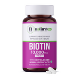 Nature's Hive Biotin Tablets, vegan vitamins and minerals supplement for healthy hair, skin, and nails.