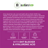 Nature's Hive Biotin Tablets, dietary vitamins and minerals supplement with biotin for healthy hair, skin, and nails.