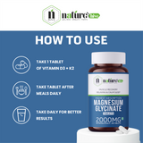 Nature's Hive Magnesium Tablets, 60-count vitamins and minerals supplement, showing a bottle of magnesium tablets.