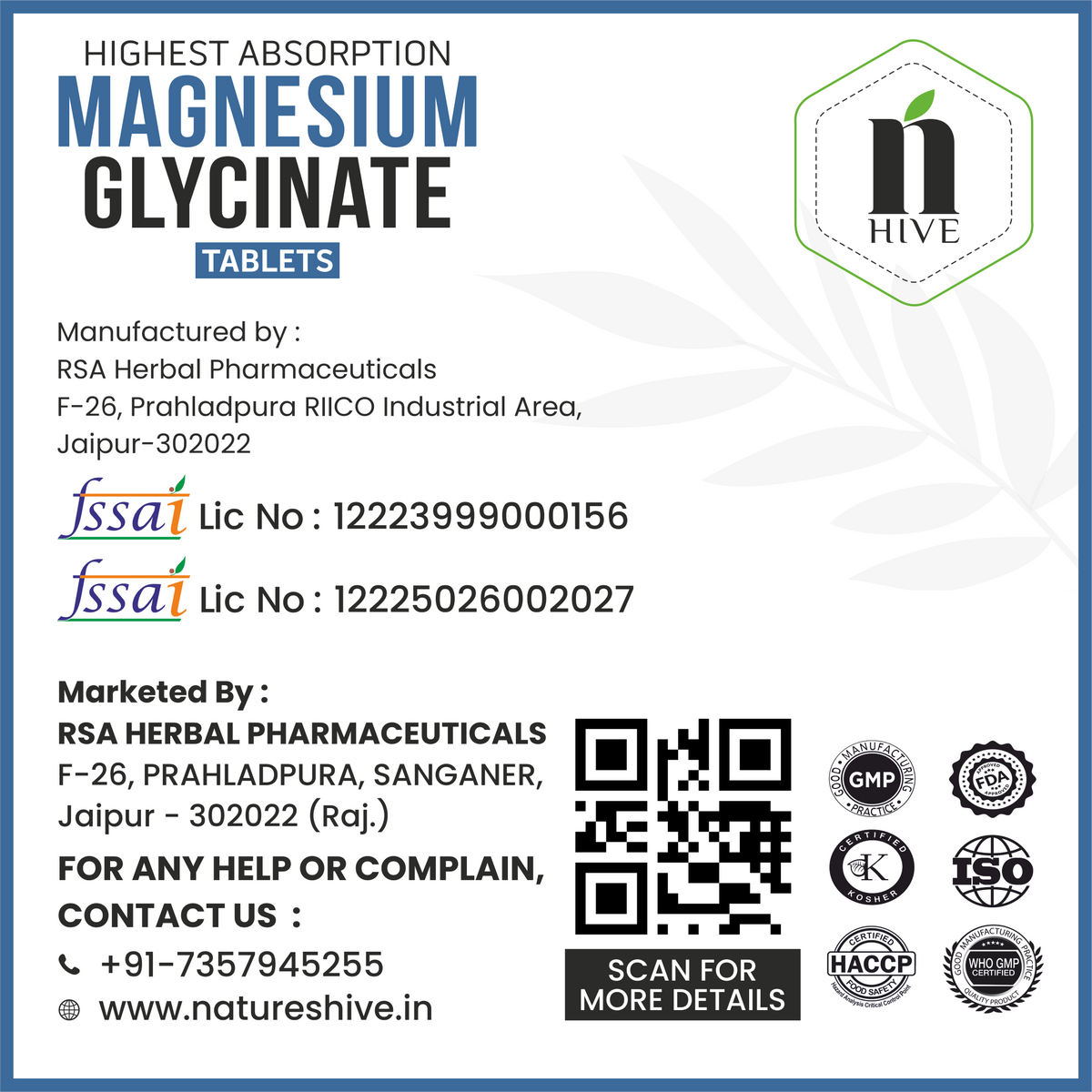 Nature's Hive Magnesium Tablets, 60-count, dietary supplement for healthy magnesium intake, in a bottle with tablets visible.