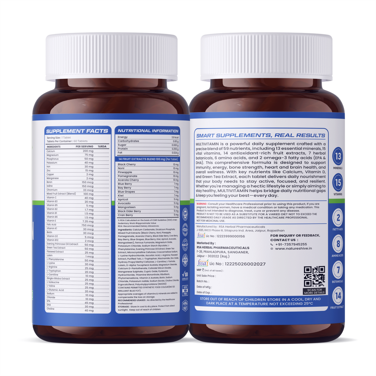 Nature's Hive multivitamin tablets, 60-count, dietary supplement with vitamins and minerals for daily health support.