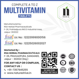 Nature's Hive multivitamin tablets in a bottle, showing 60 tablets of vitamins and minerals for daily health support.