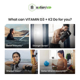 Nature's Hive Vitamin D3 + K2 tablets, 60-count, dietary supplement in blister pack, designed for bone and immune health.