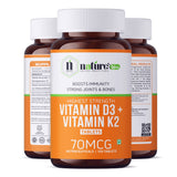 Nature's Hive Vitamin D3 + K2 Tablets, 60-count, dietary supplement bottles showing the packaging and tablets inside